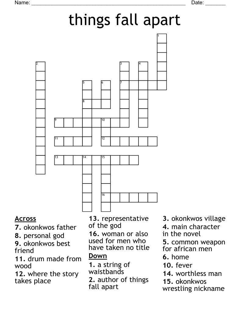 things fall apart Crossword