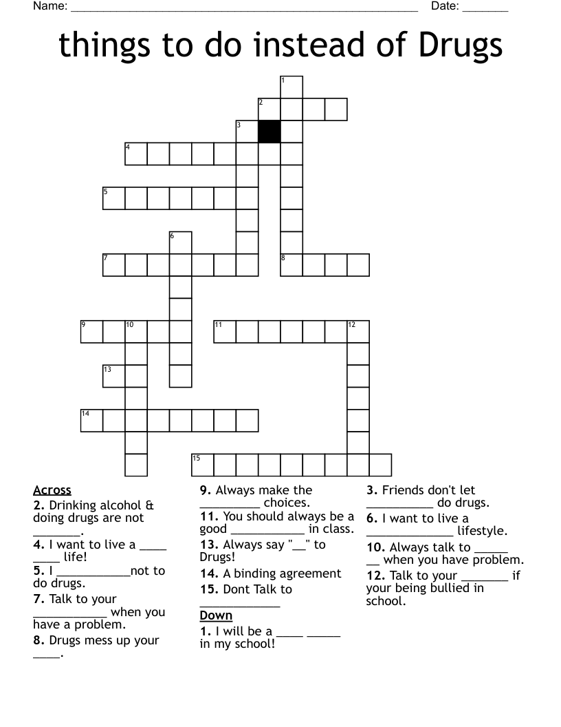 things to do instead of Drugs Crossword