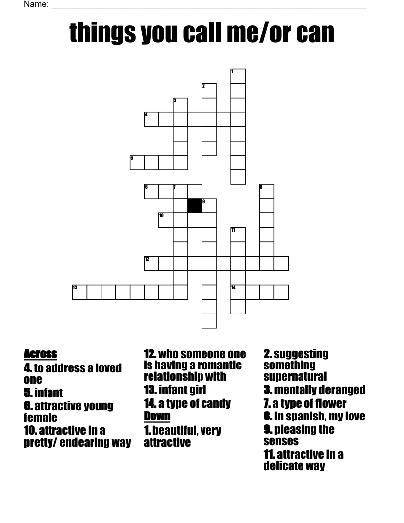 things you call me/or can Crossword