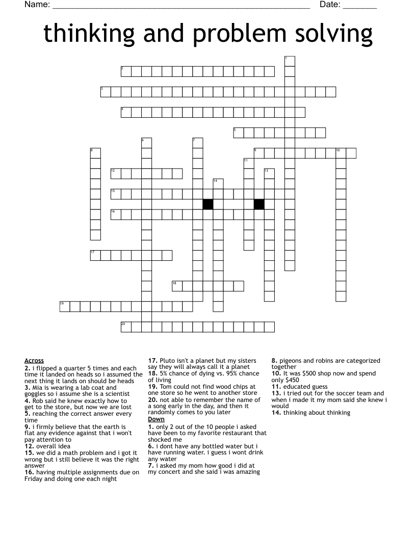 thinking and problem solving Crossword