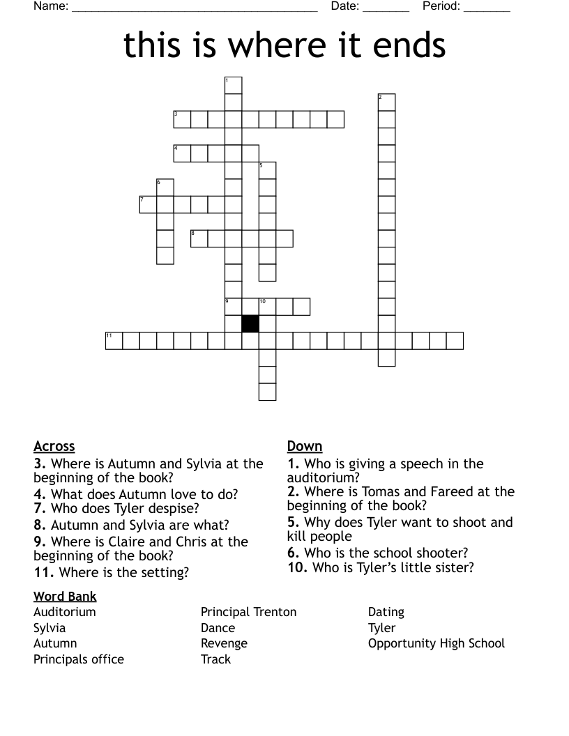 this is where it ends Crossword