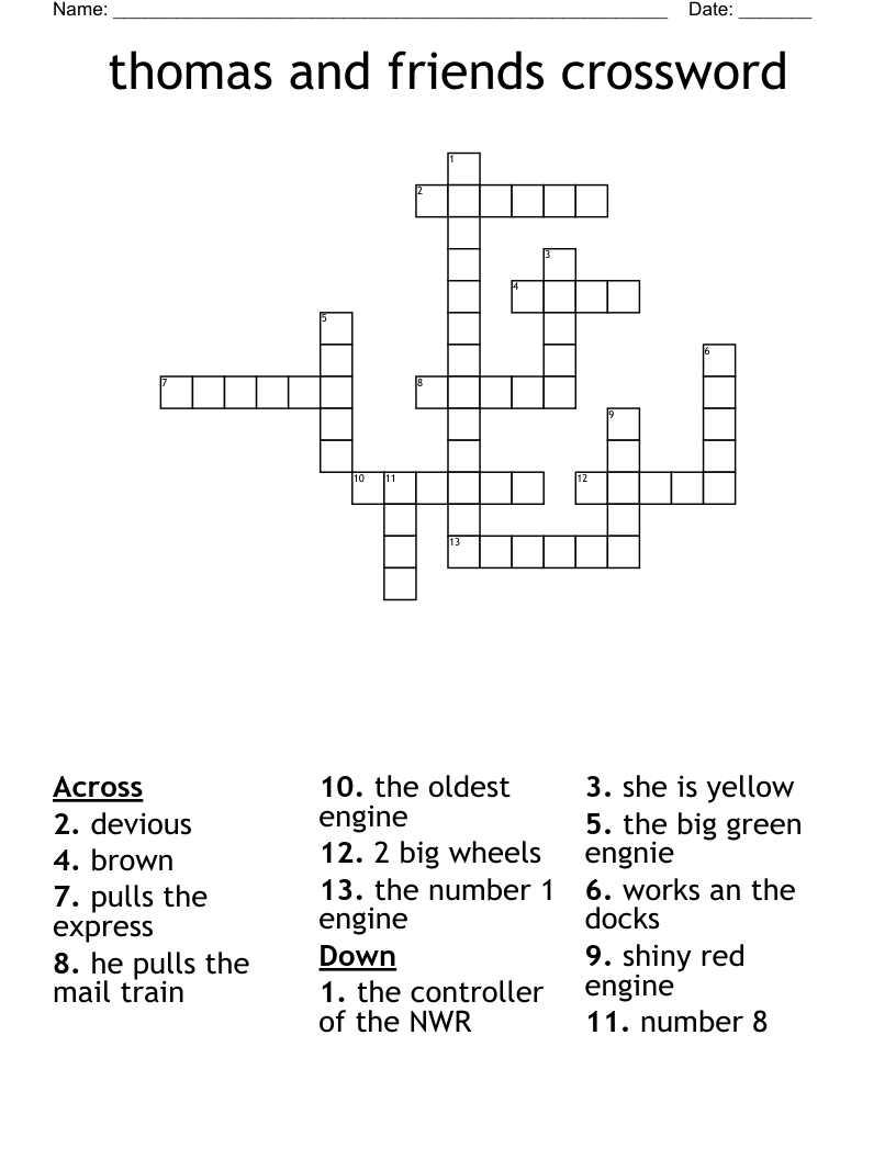 thomas and friends crossword  