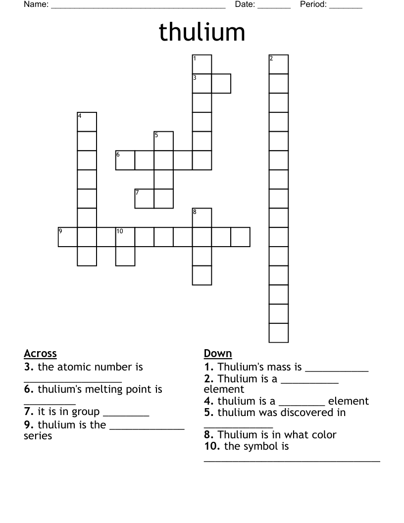 thulium Crossword