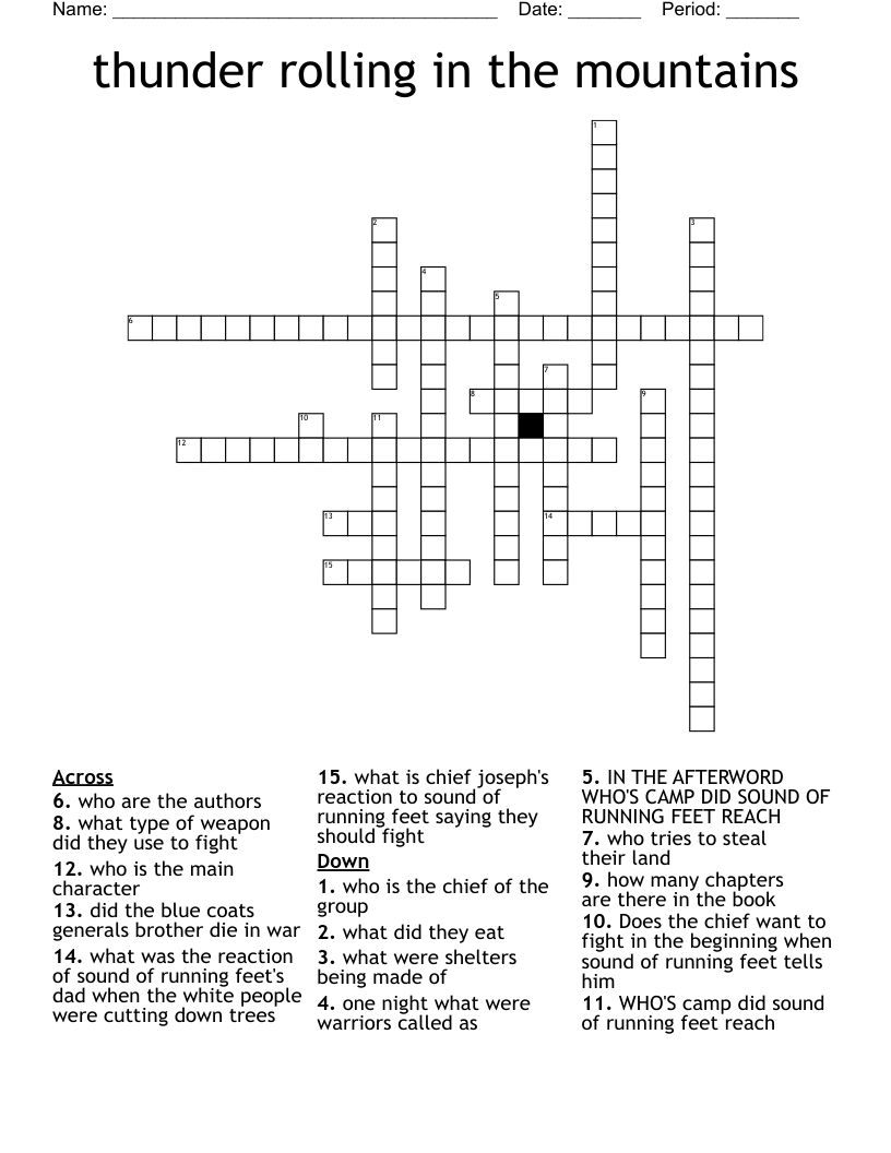 thunder rolling in the mountains Crossword