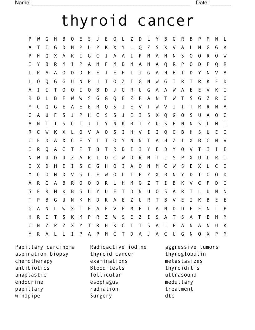thyroid cancer Word Search