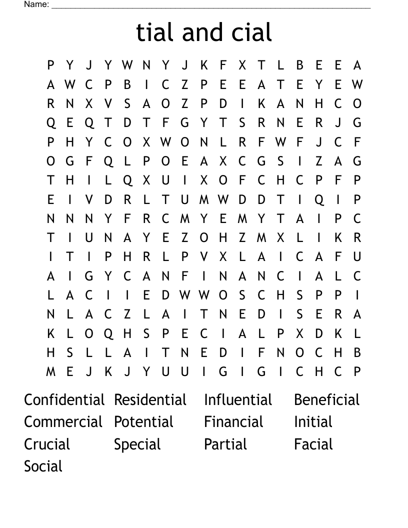 tial and cial Word Search
