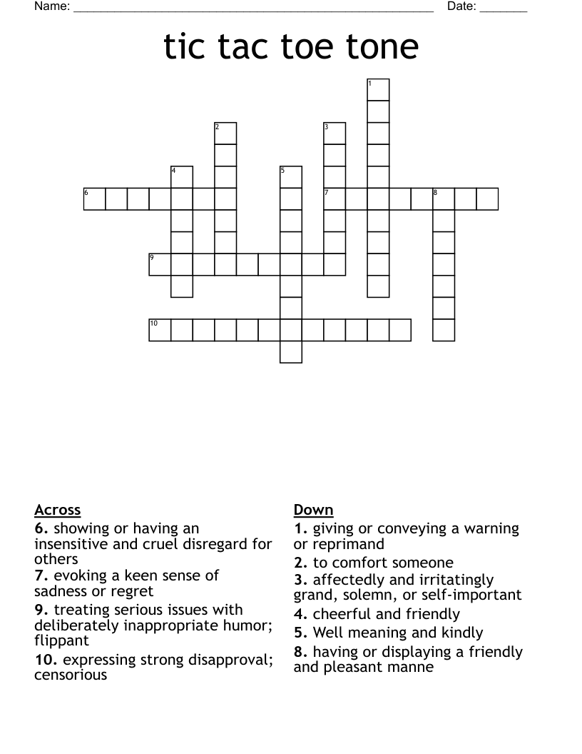 tic tac toe tone Crossword