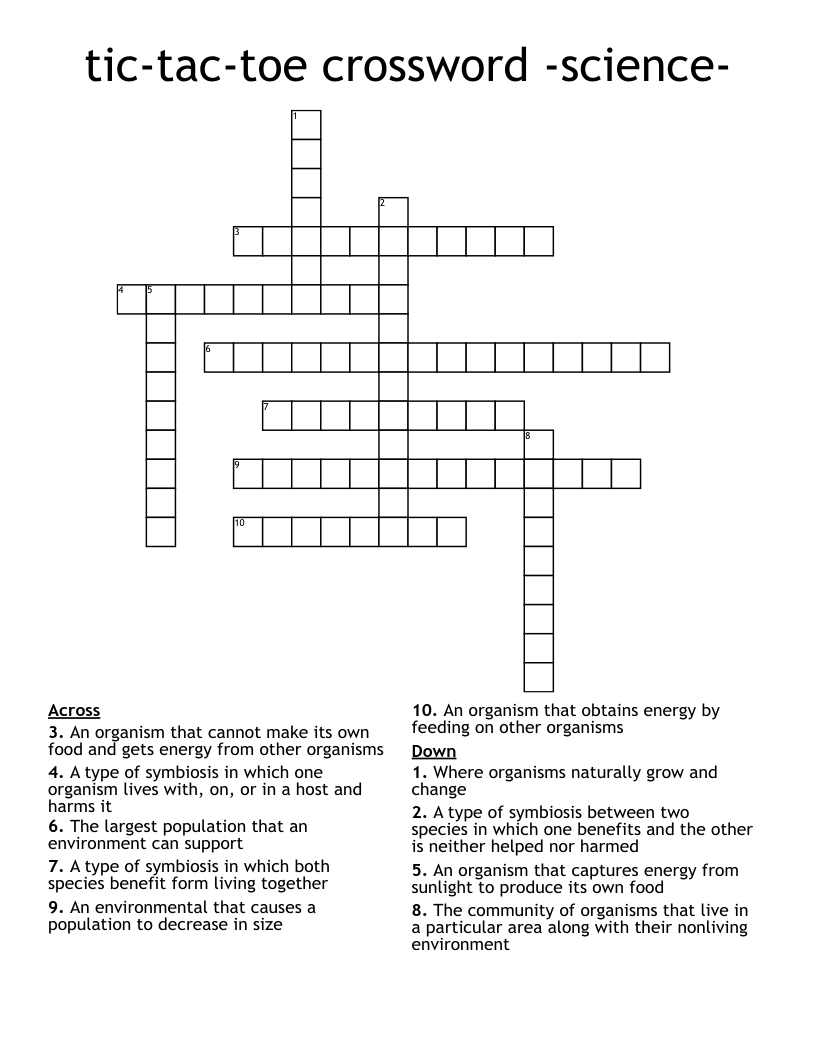 tic-tac-toe crossword -science-