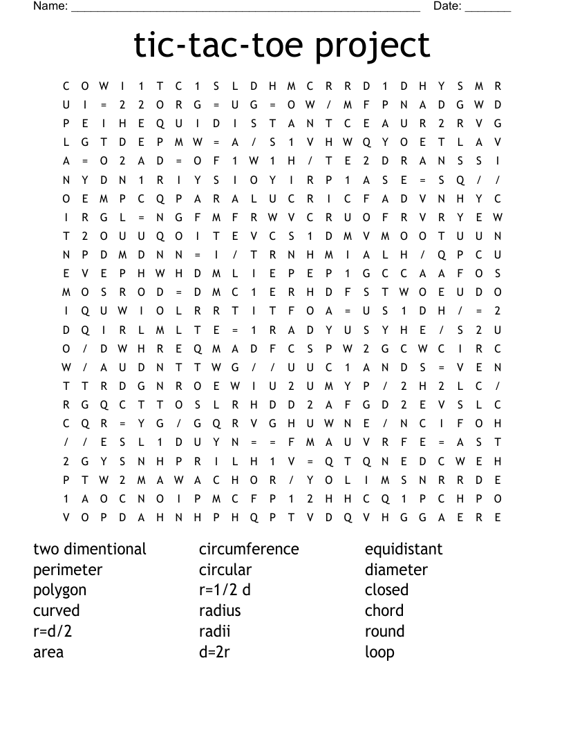 tic-tac-toe project Word Search