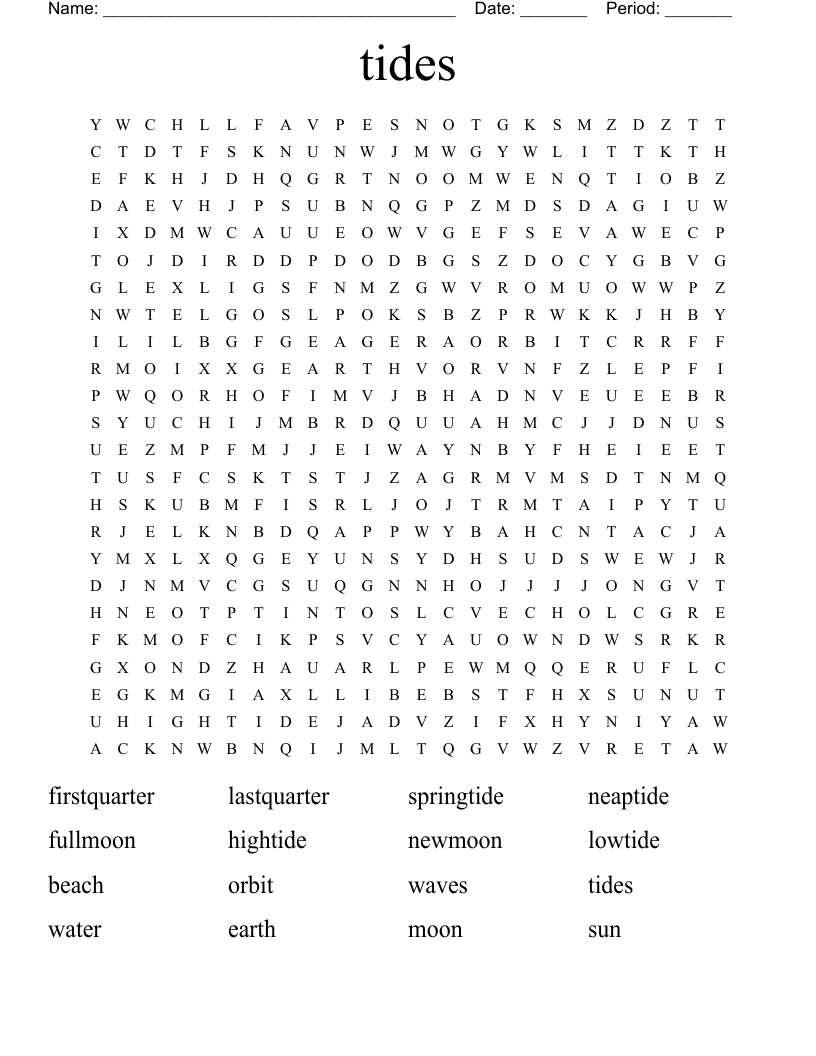 tides Word Search