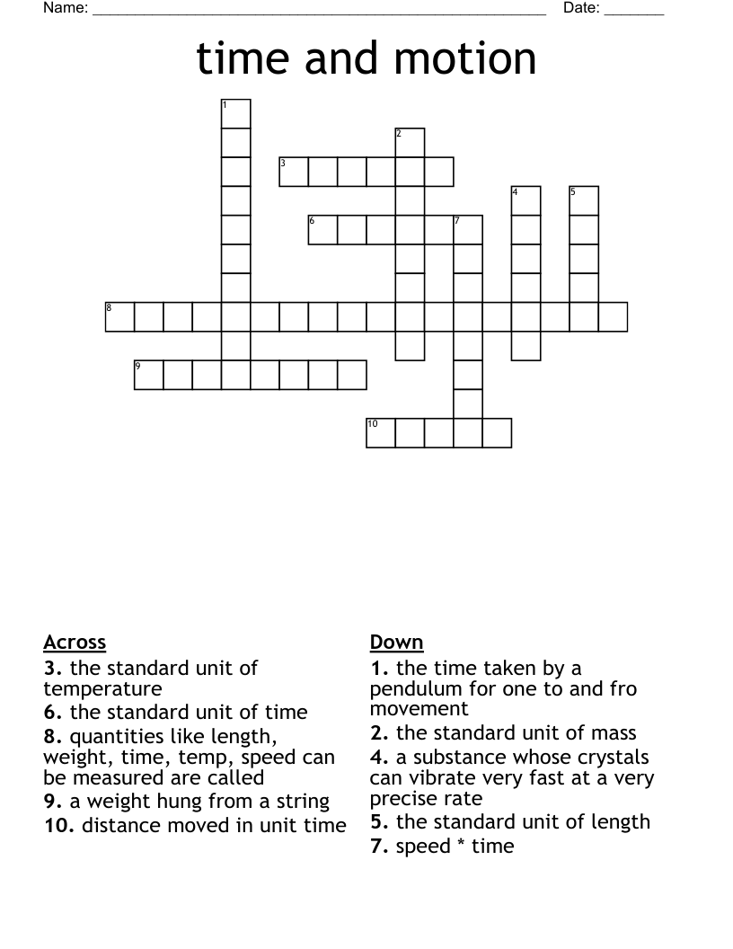 time and motion  Crossword