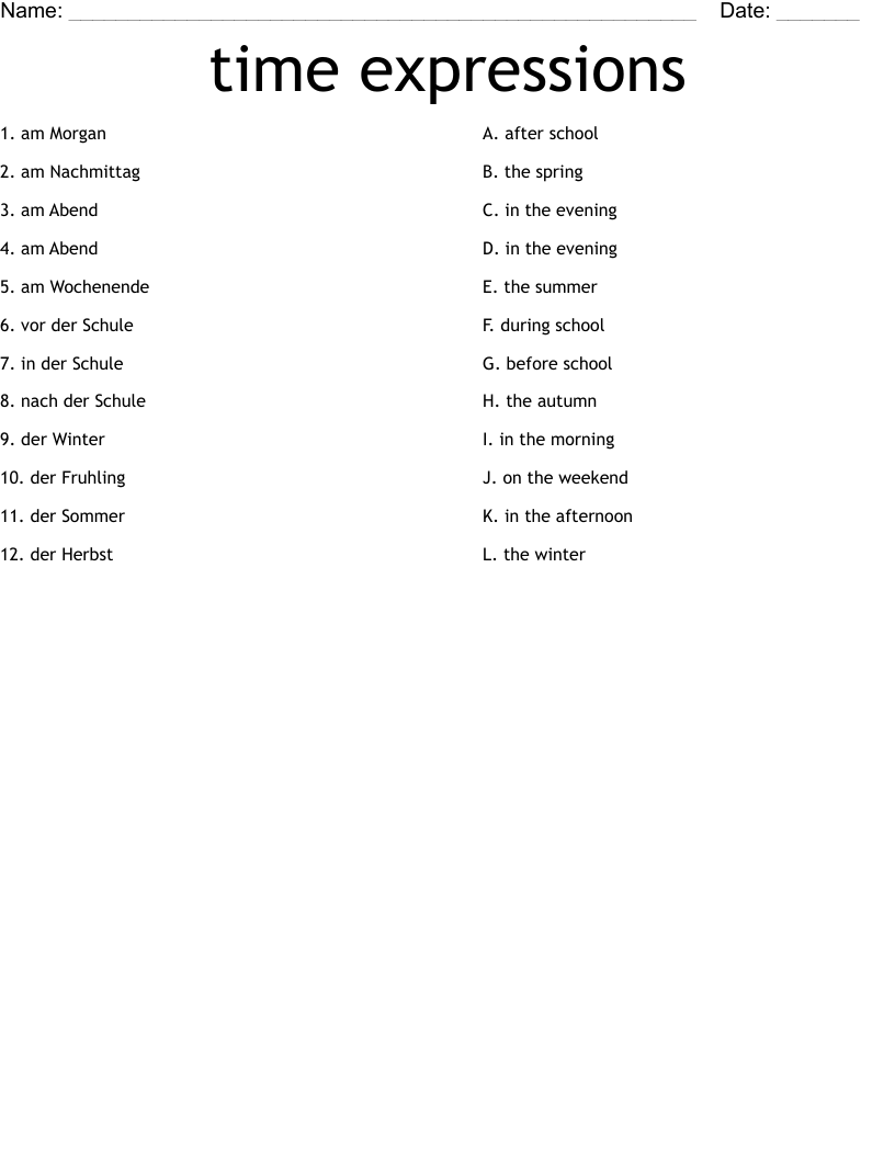 time expressions Worksheet