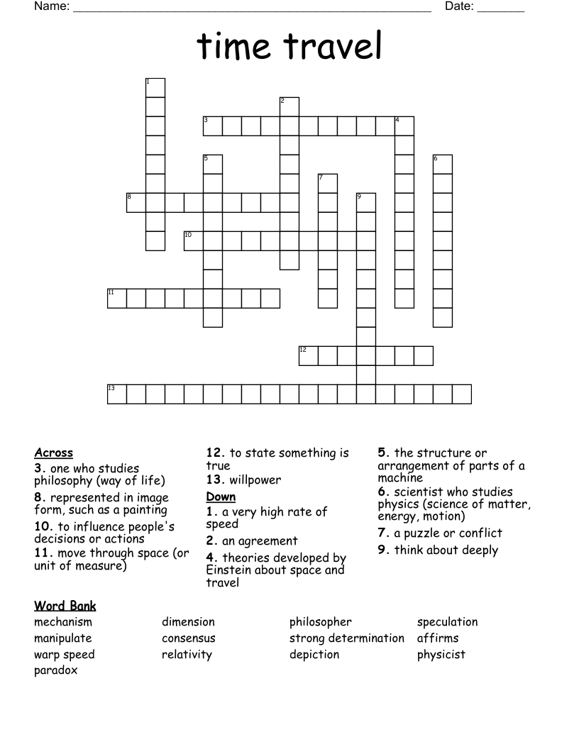 time travel Crossword