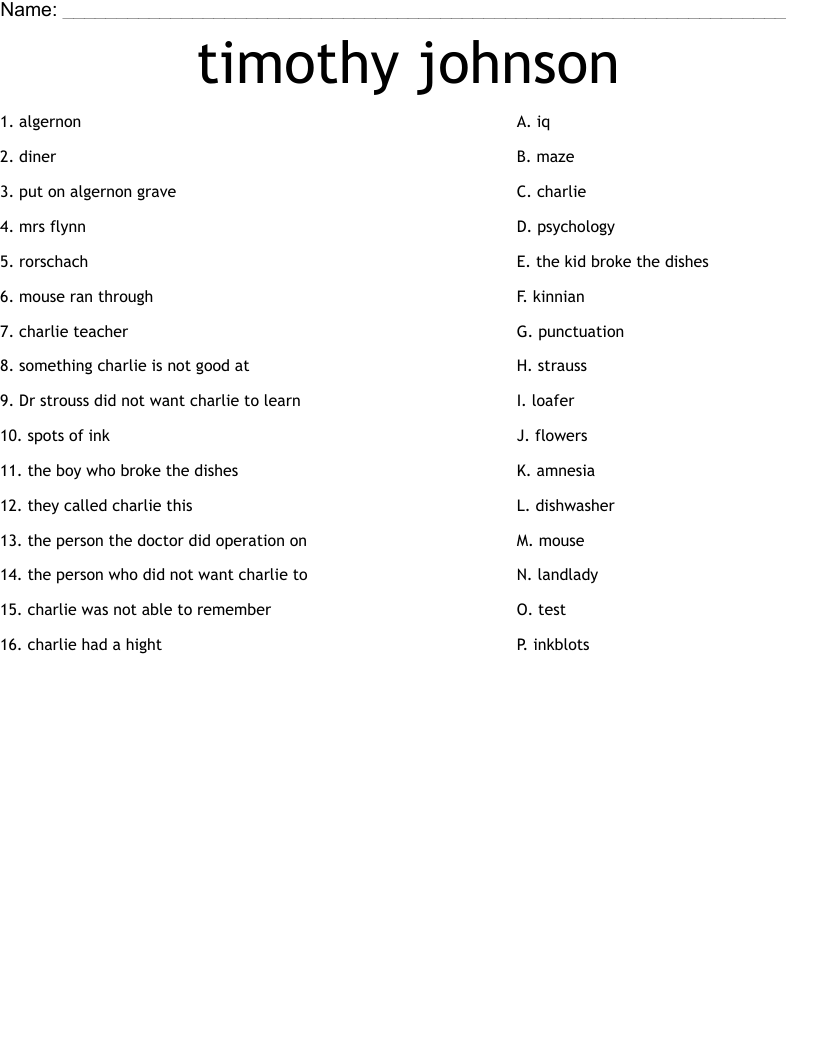 timothy johnson Worksheet
