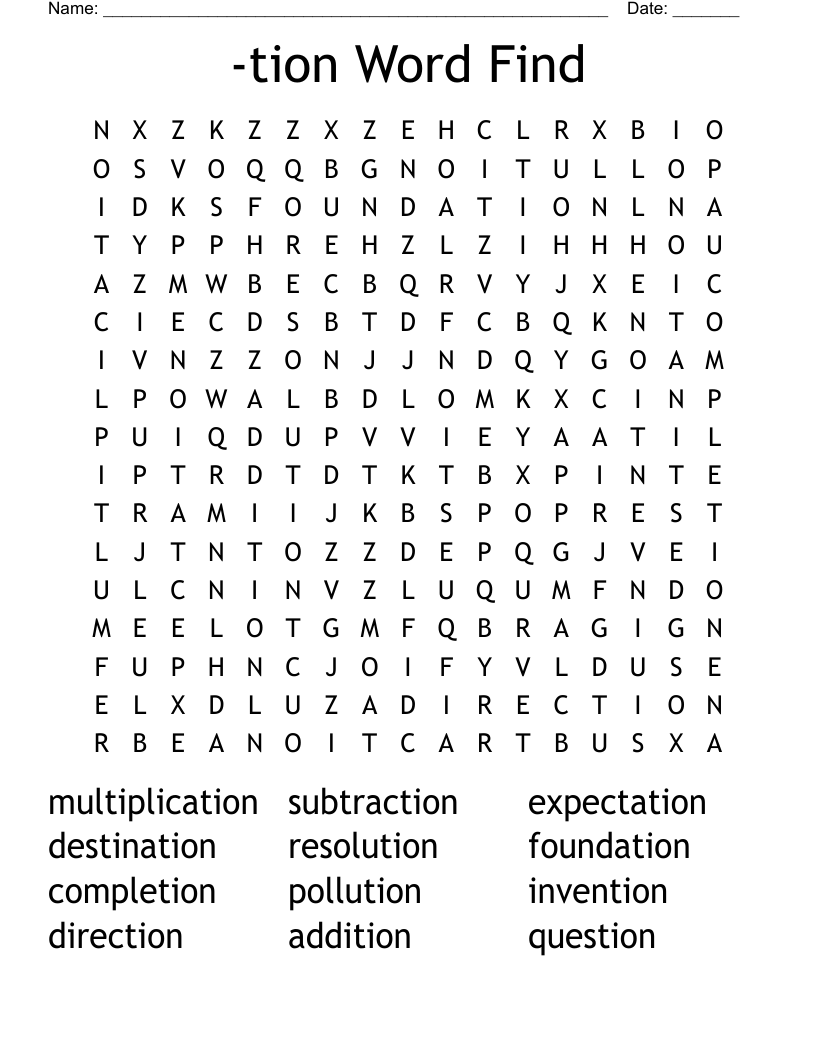 -tion Word Find Word Search