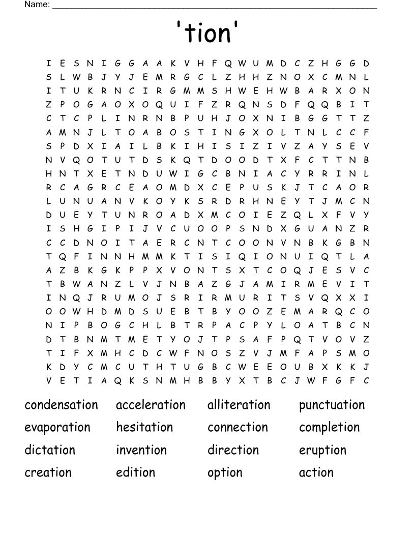 'tion'  Word Search