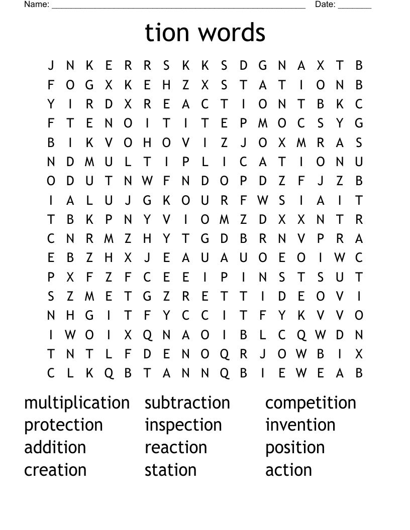 tion words Word Search