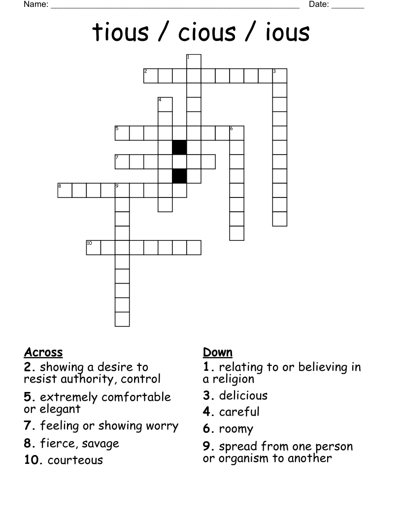tious / cious / ious Crossword