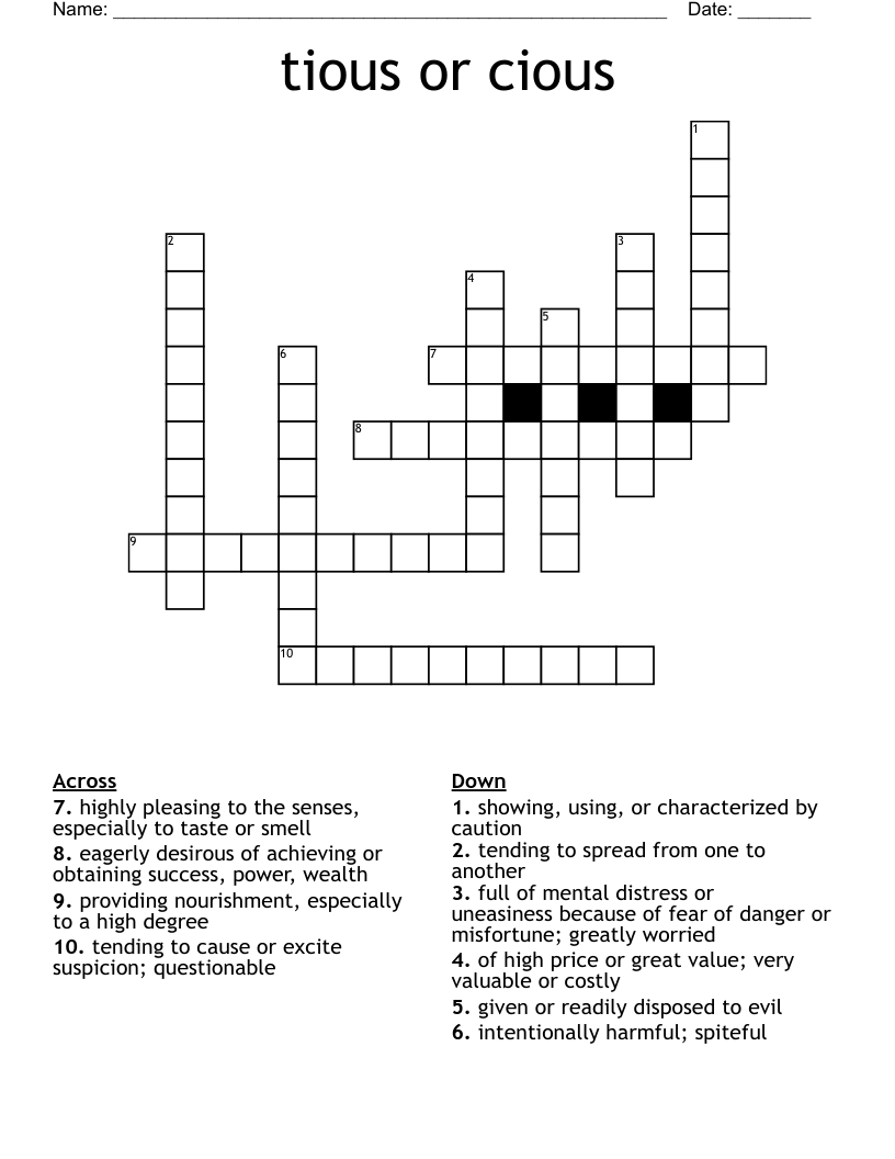 tious or cious Crossword