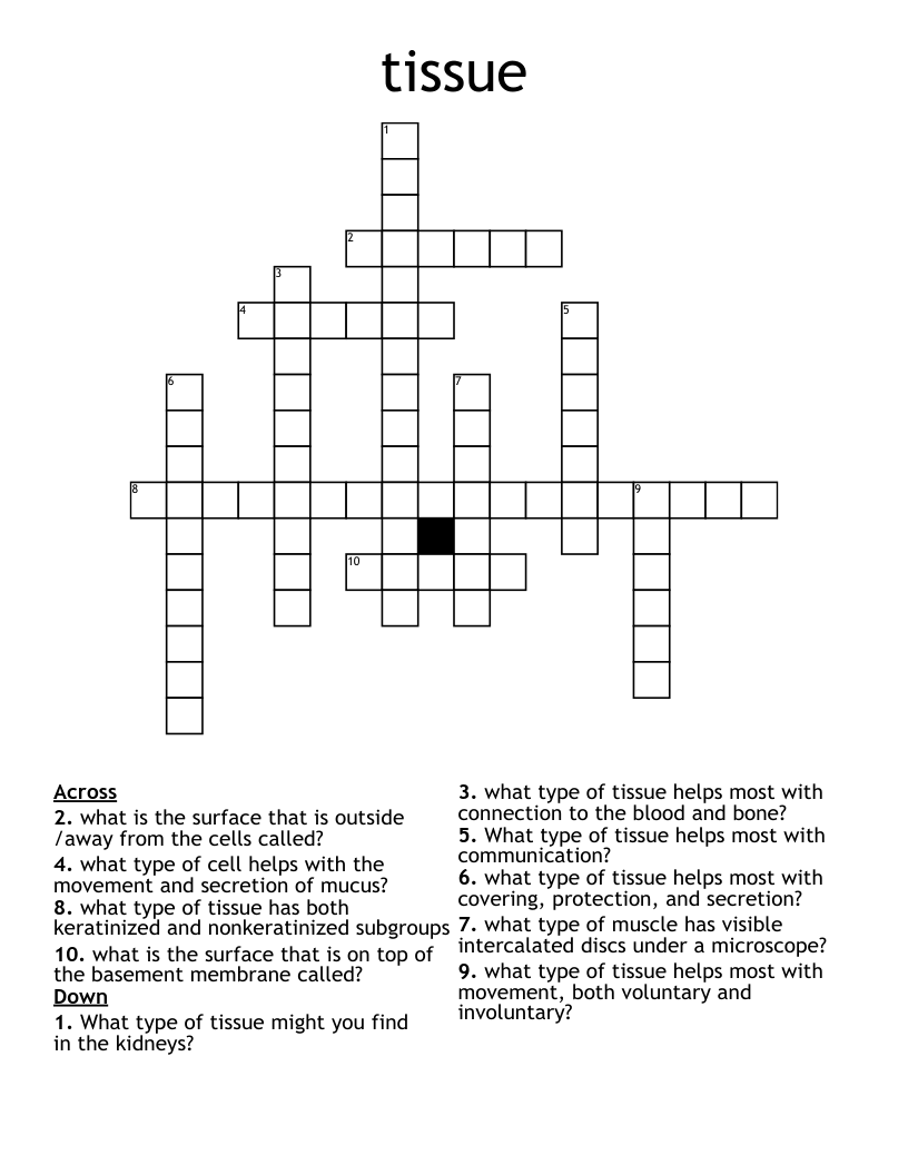 tissue Crossword