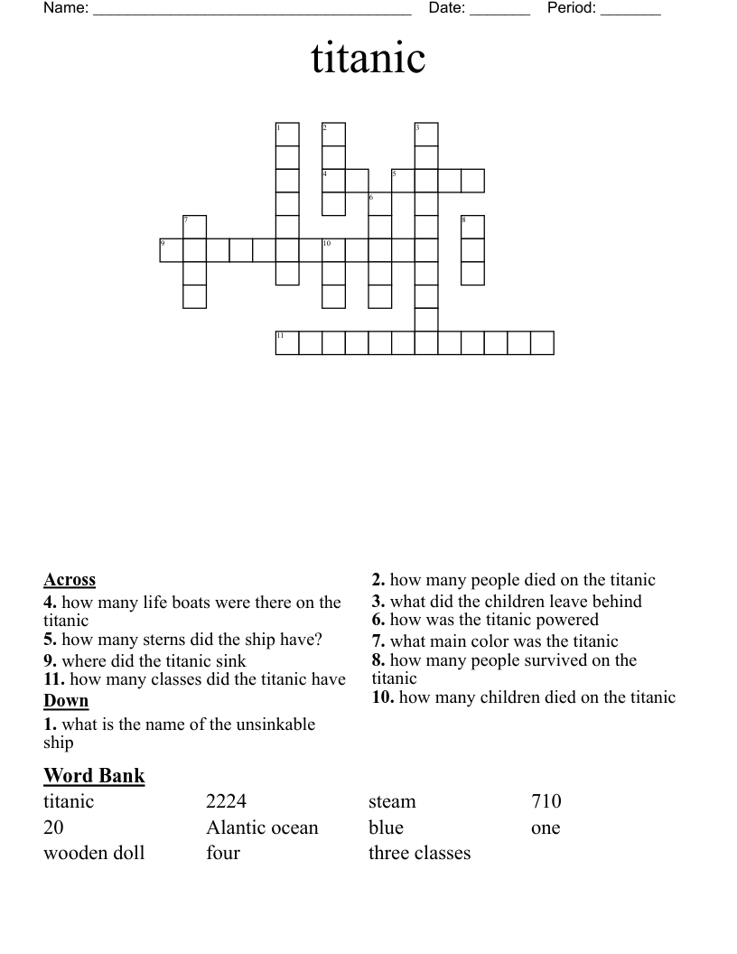 titanic Crossword