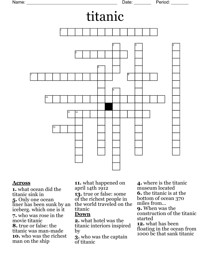 titanic Crossword