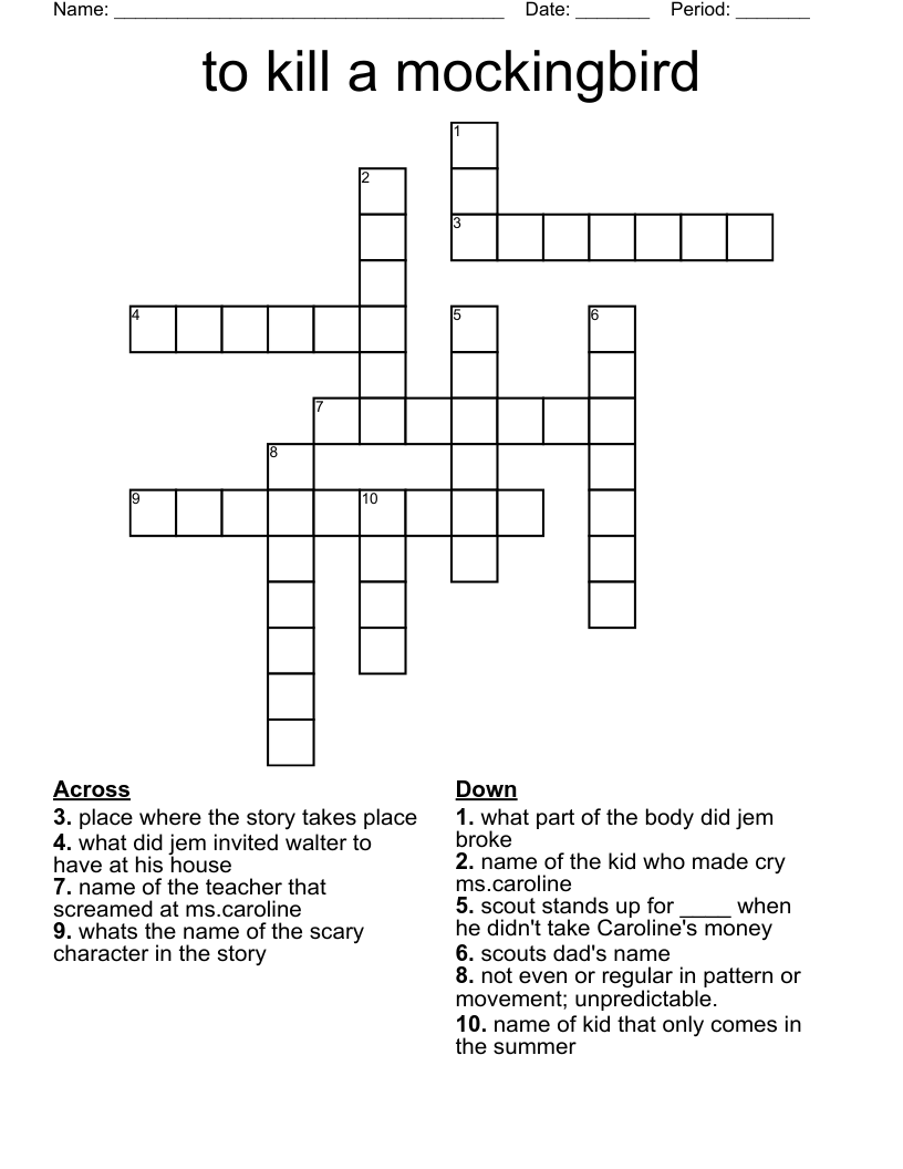 to kill a mockingbird Crossword