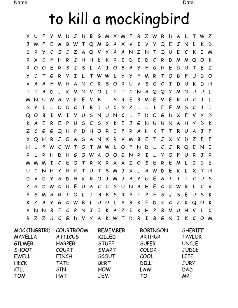 to kill a mockingbird Word Search