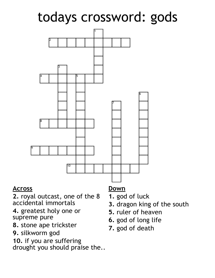 todays crossword: gods
