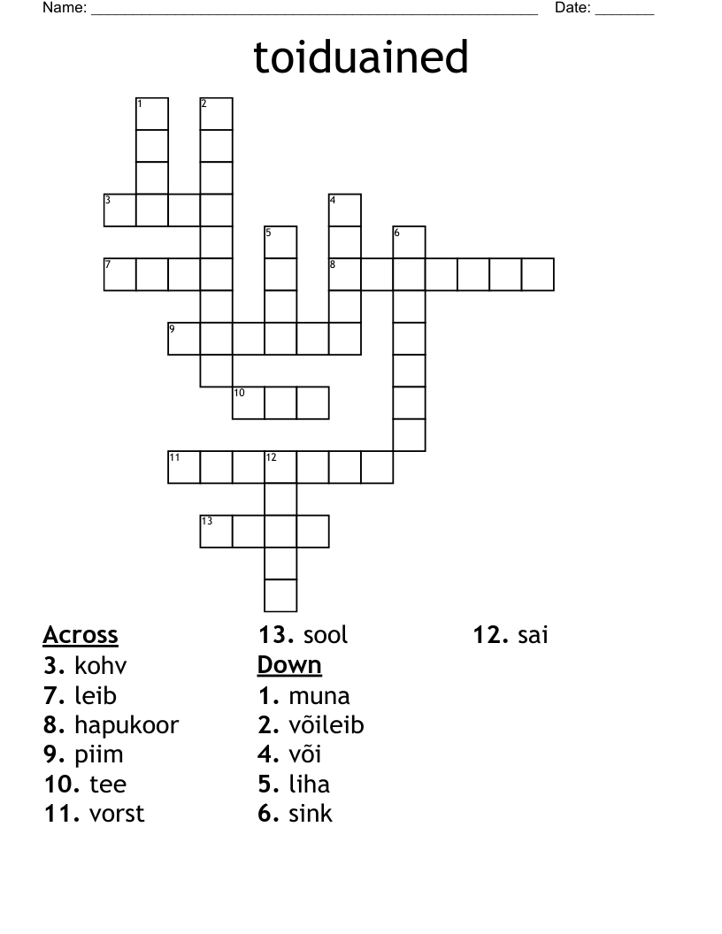 toiduained Crossword