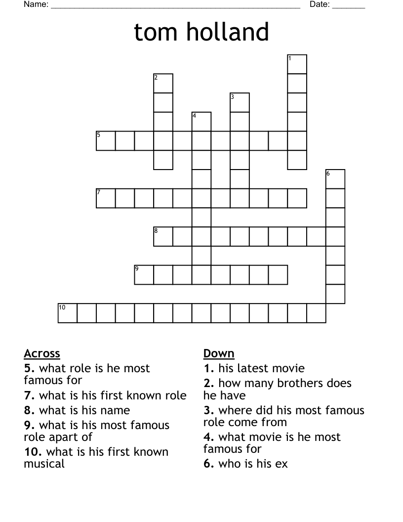 tom holland Crossword