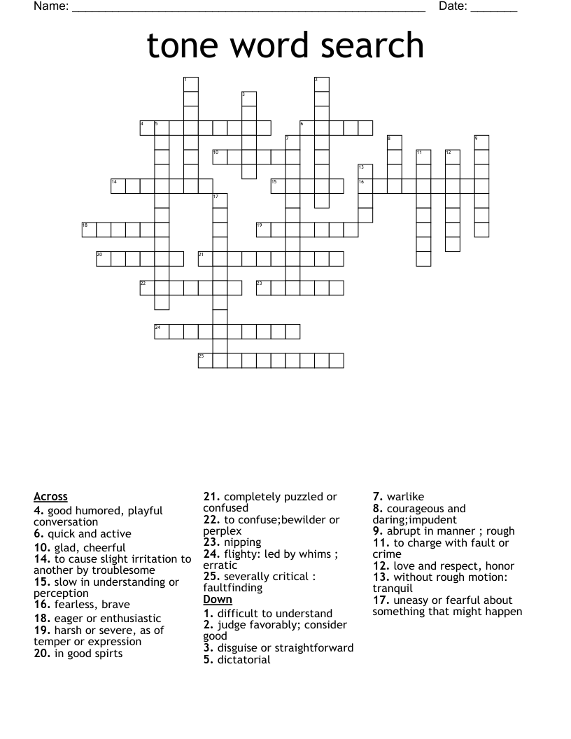 tone word search Crossword