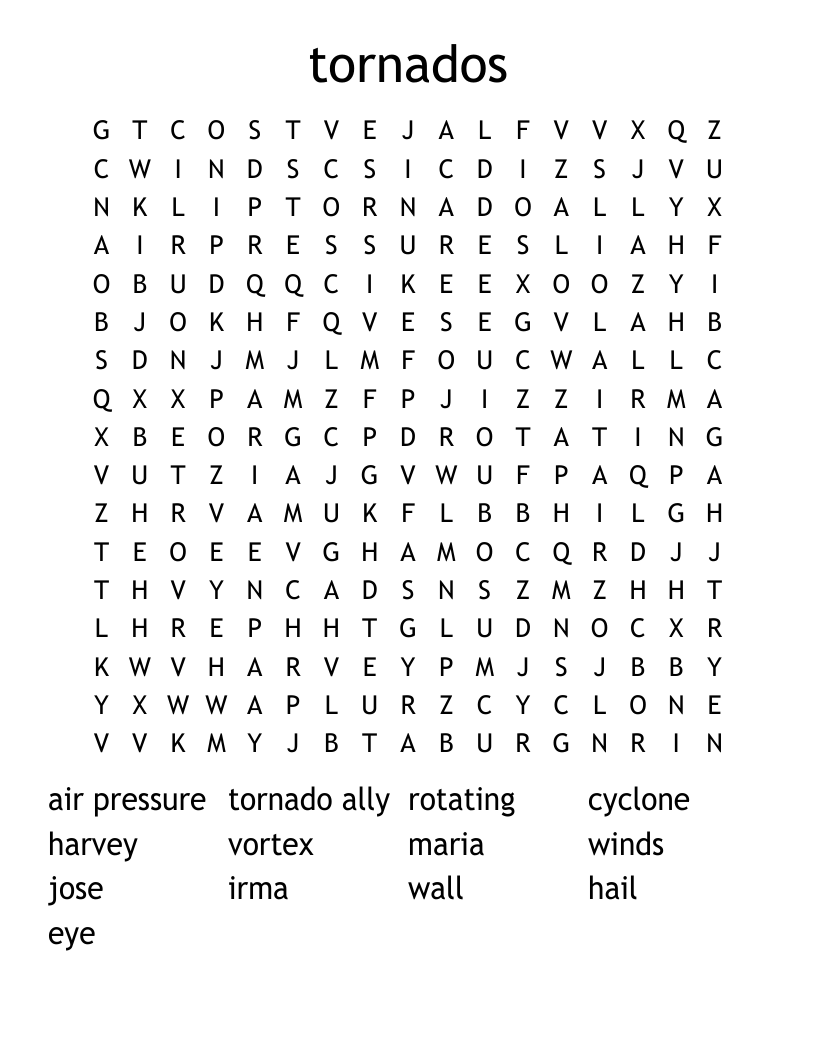 tornados  Word Search