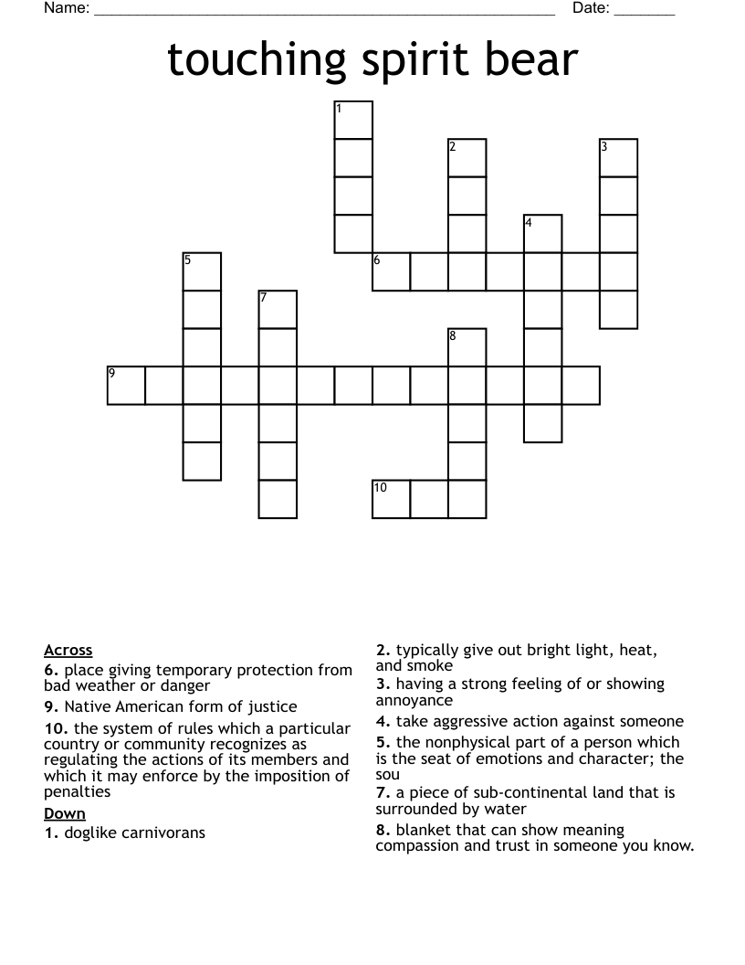 touching spirit bear Crossword
