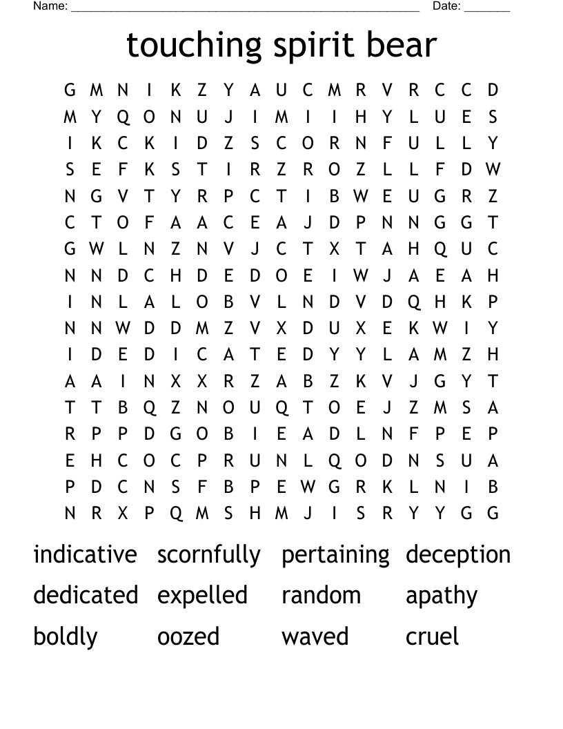 touching spirit bear Word Search