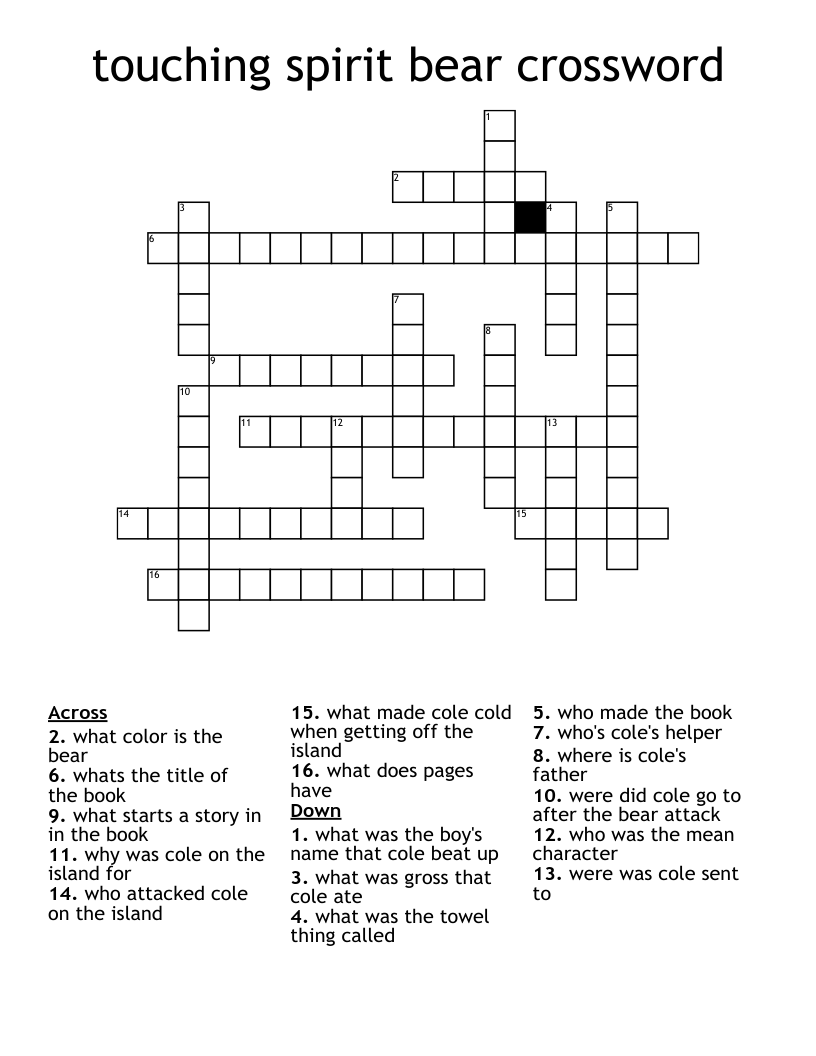 touching spirit bear crossword 