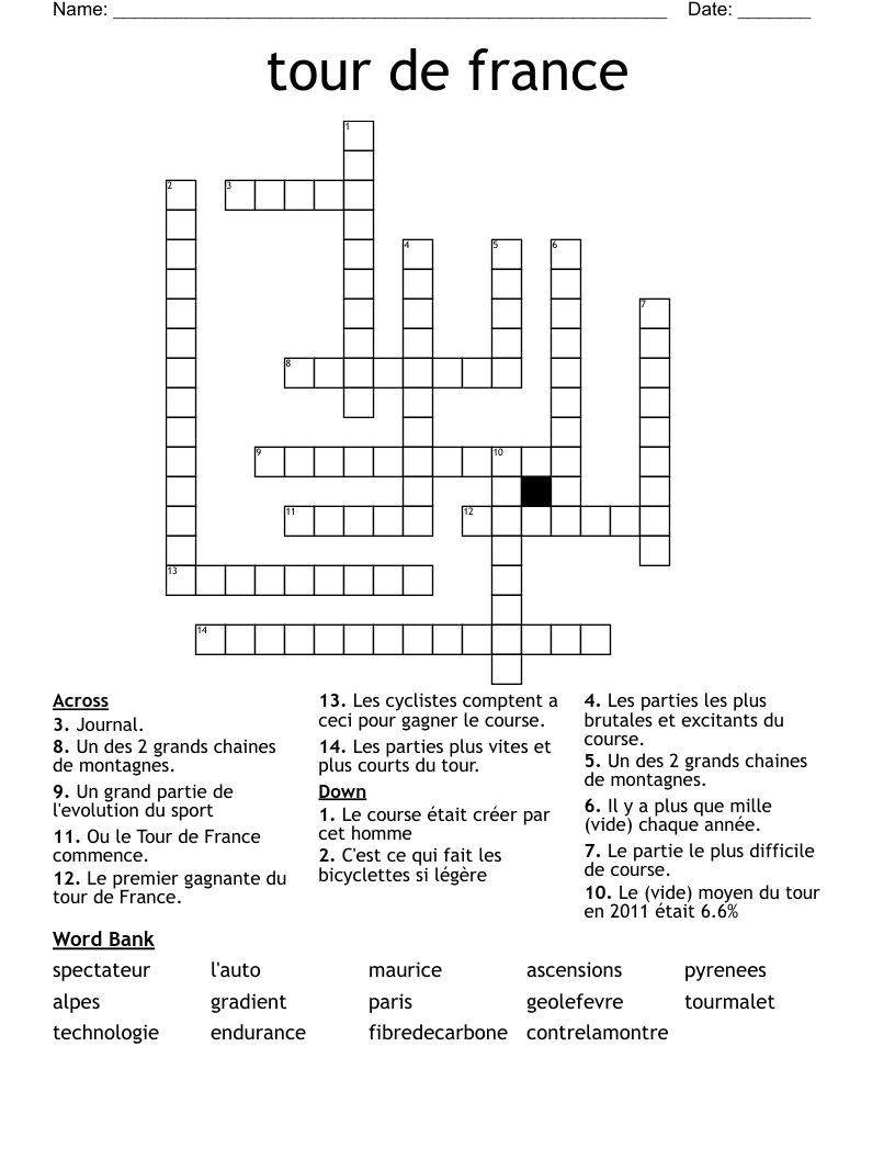 tour de france  Crossword