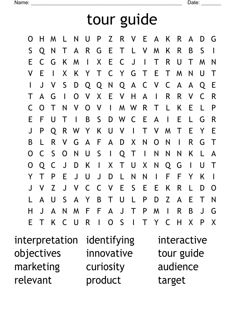 tour guide  Word Search