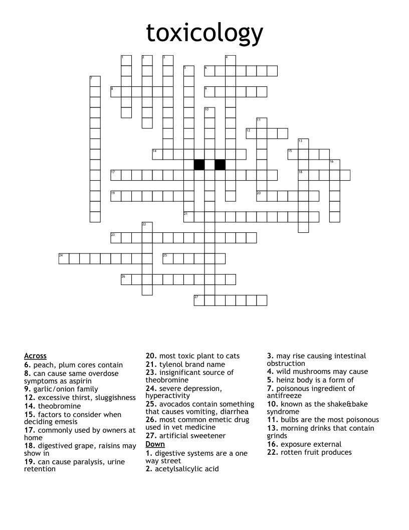 toxicology Crossword