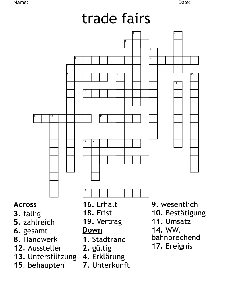 trade fairs Crossword