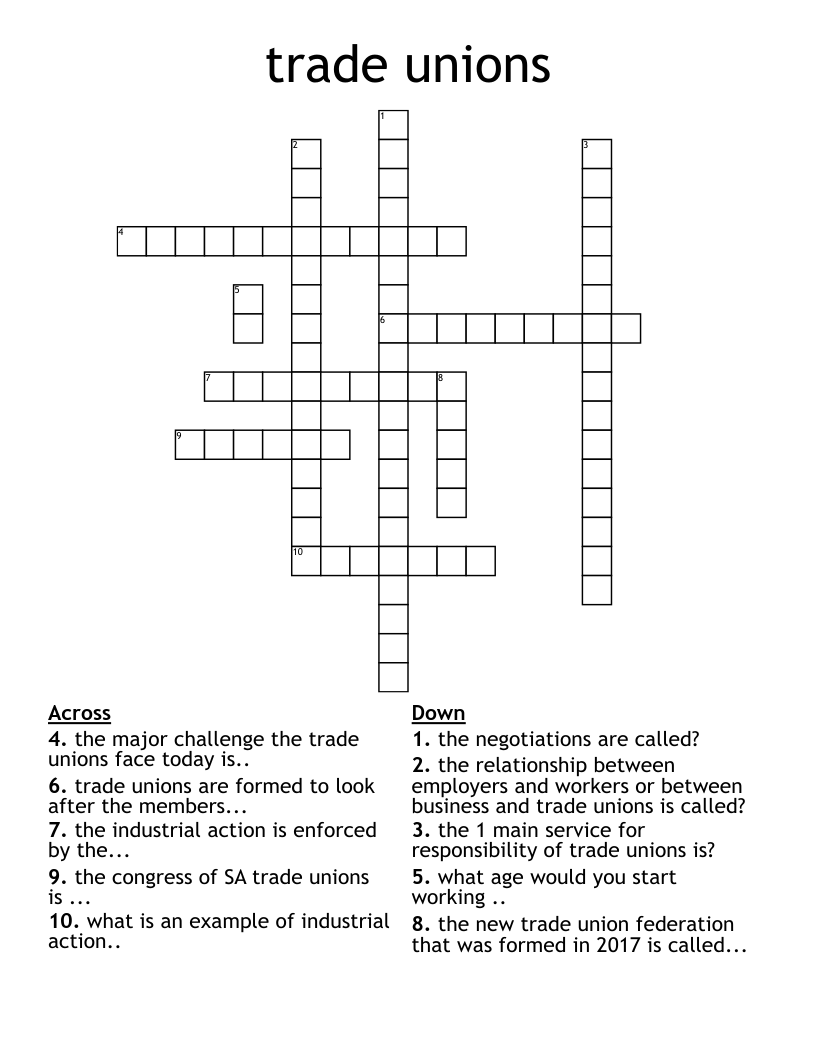 trade unions Crossword