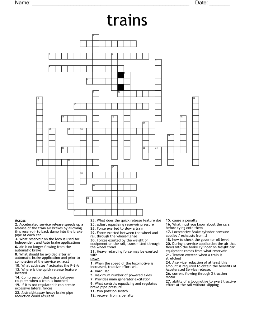 trains Crossword