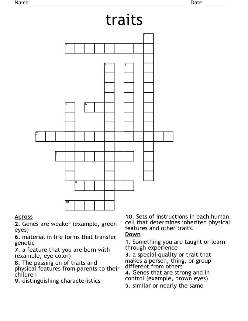 traits  Crossword
