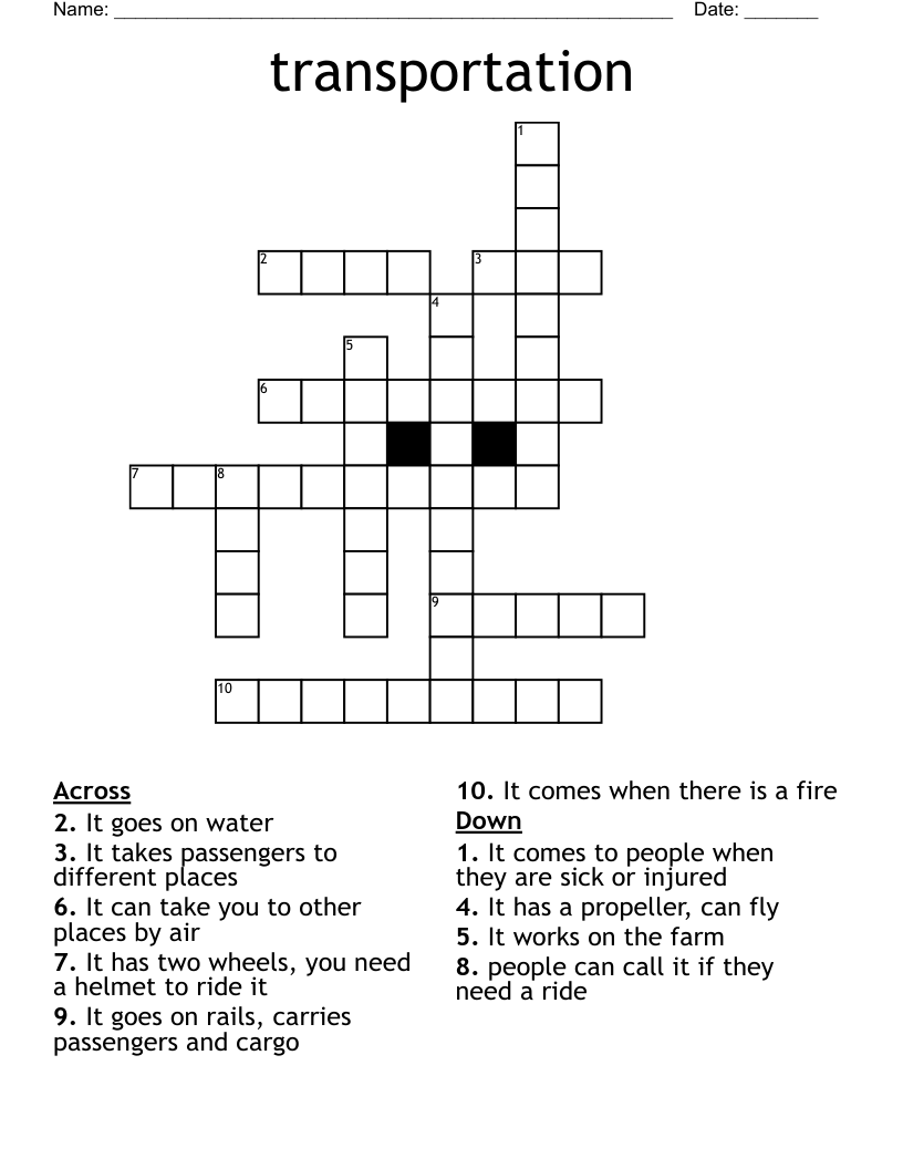 transportation Crossword