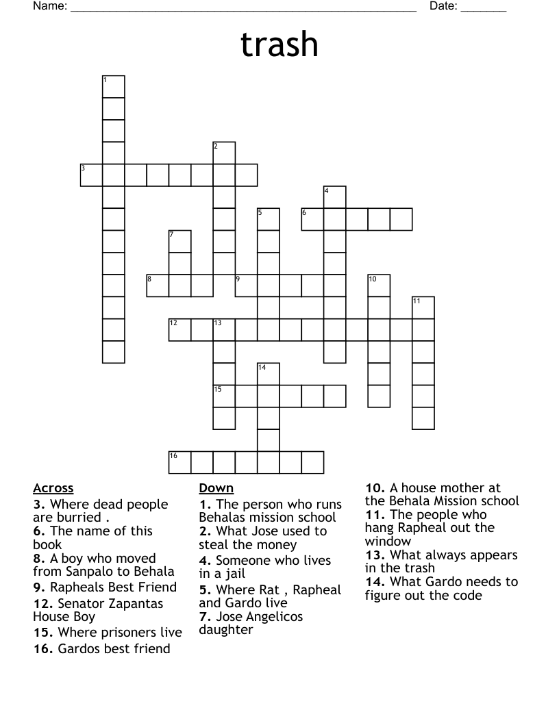 trash  Crossword