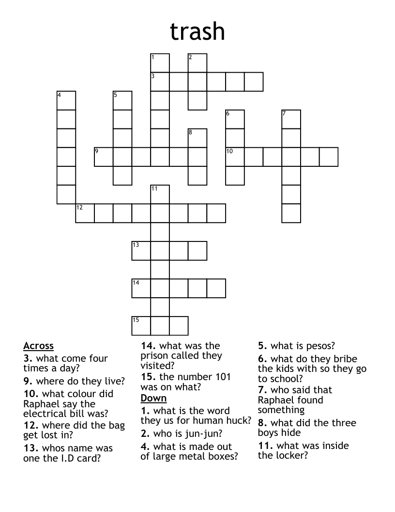 trash  Crossword