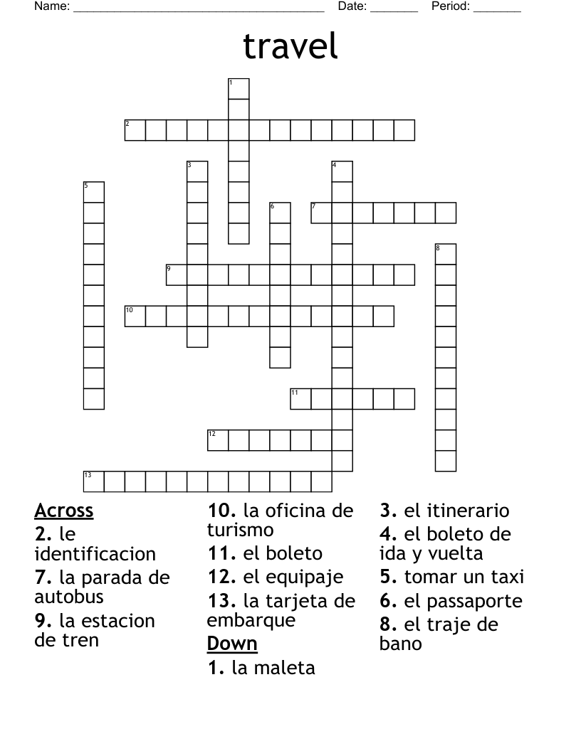 travel Crossword