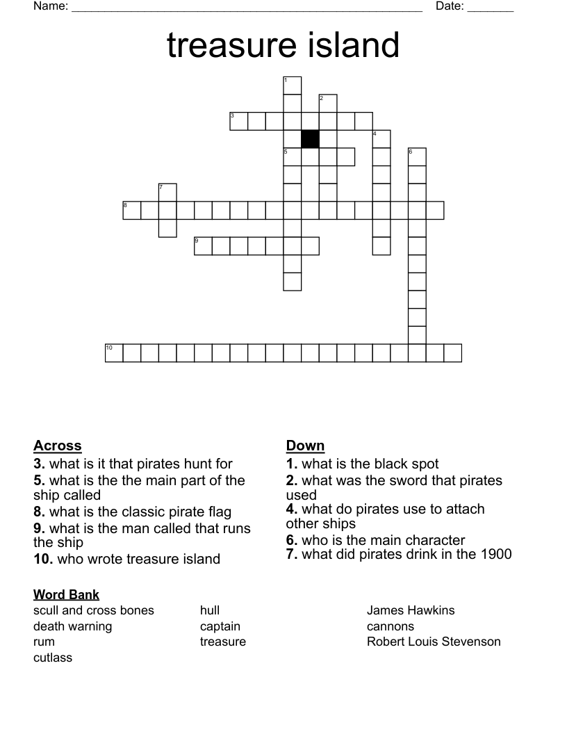 treasure island Crossword