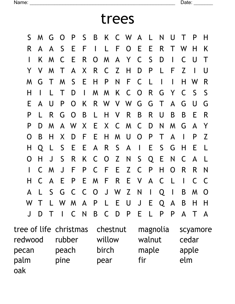 trees Word Search