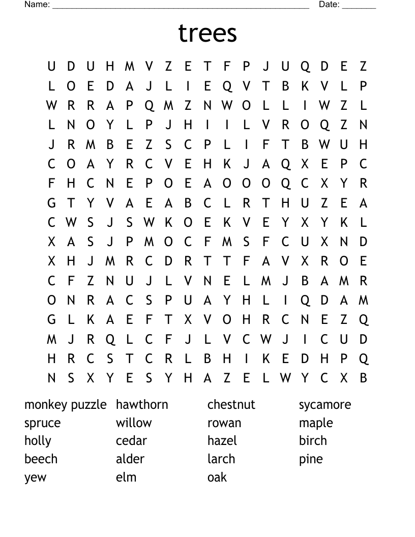 trees Word Search